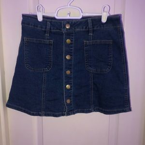 Blue Jean Button Down Mini Skirt